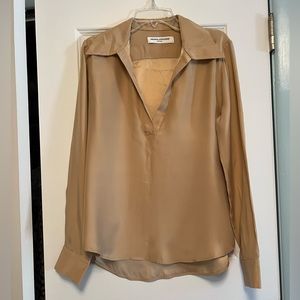 Amanda Uprichard Tan Silk Blouse
